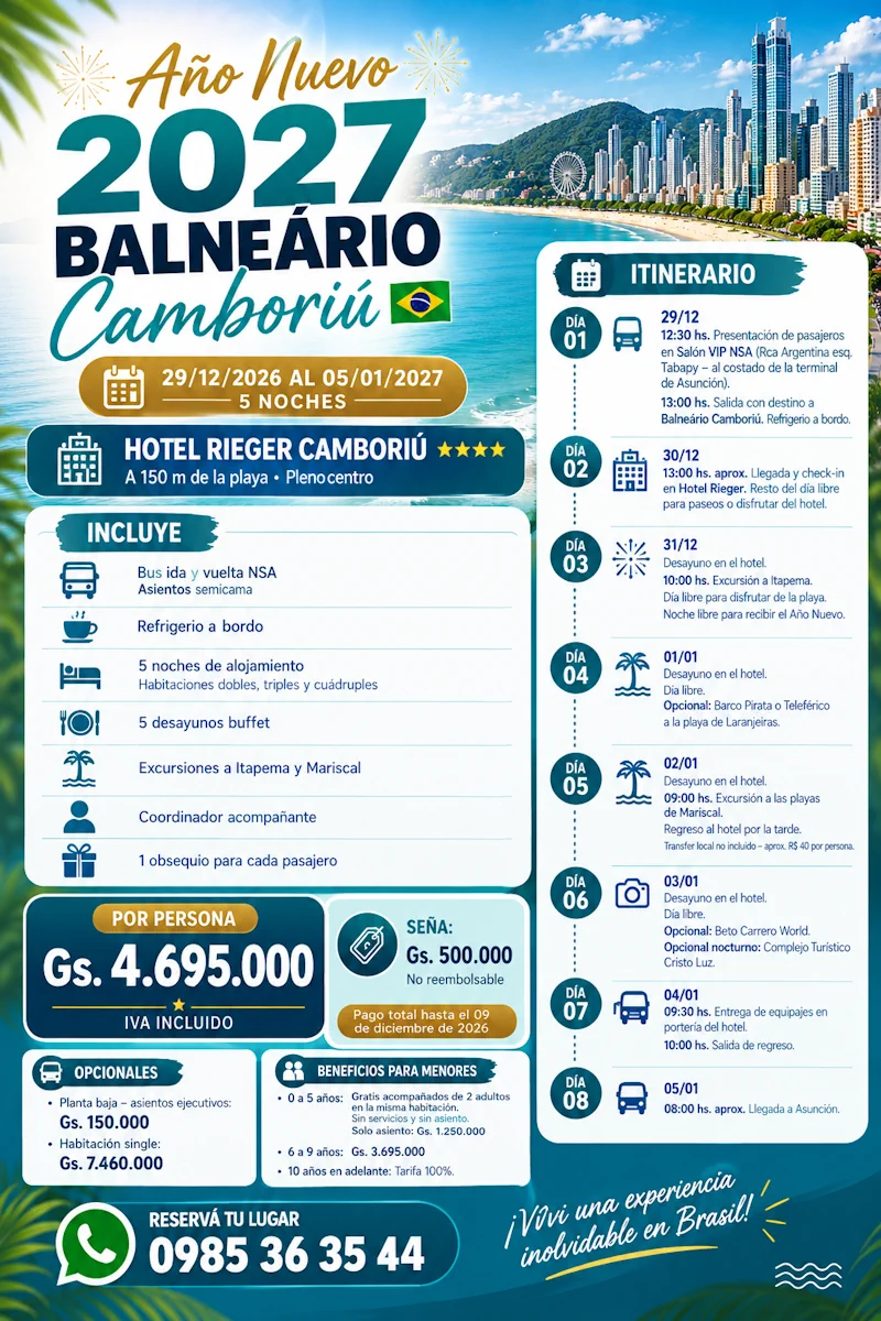Año Nuevo Camboriu 2027 Solymar Turismo