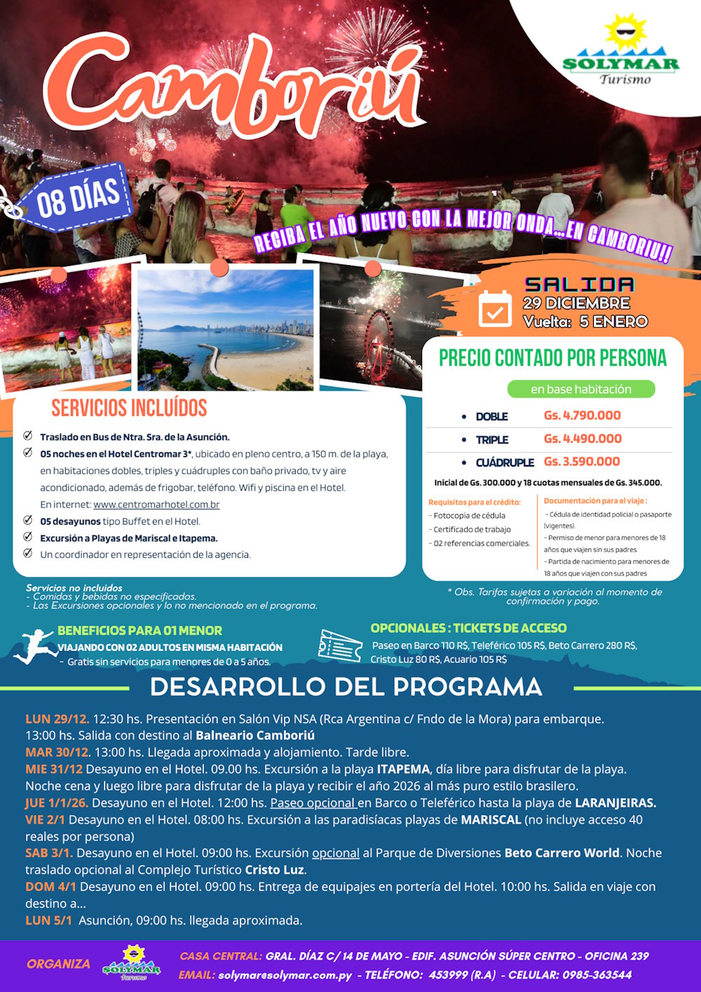 Año Nuevo Camboriu 2026 Solymar Turismo